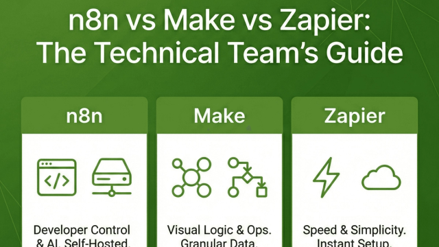 Abstract line illustration representing n8n vs Make vs Zapier: Technical Teams Comparison (2026)