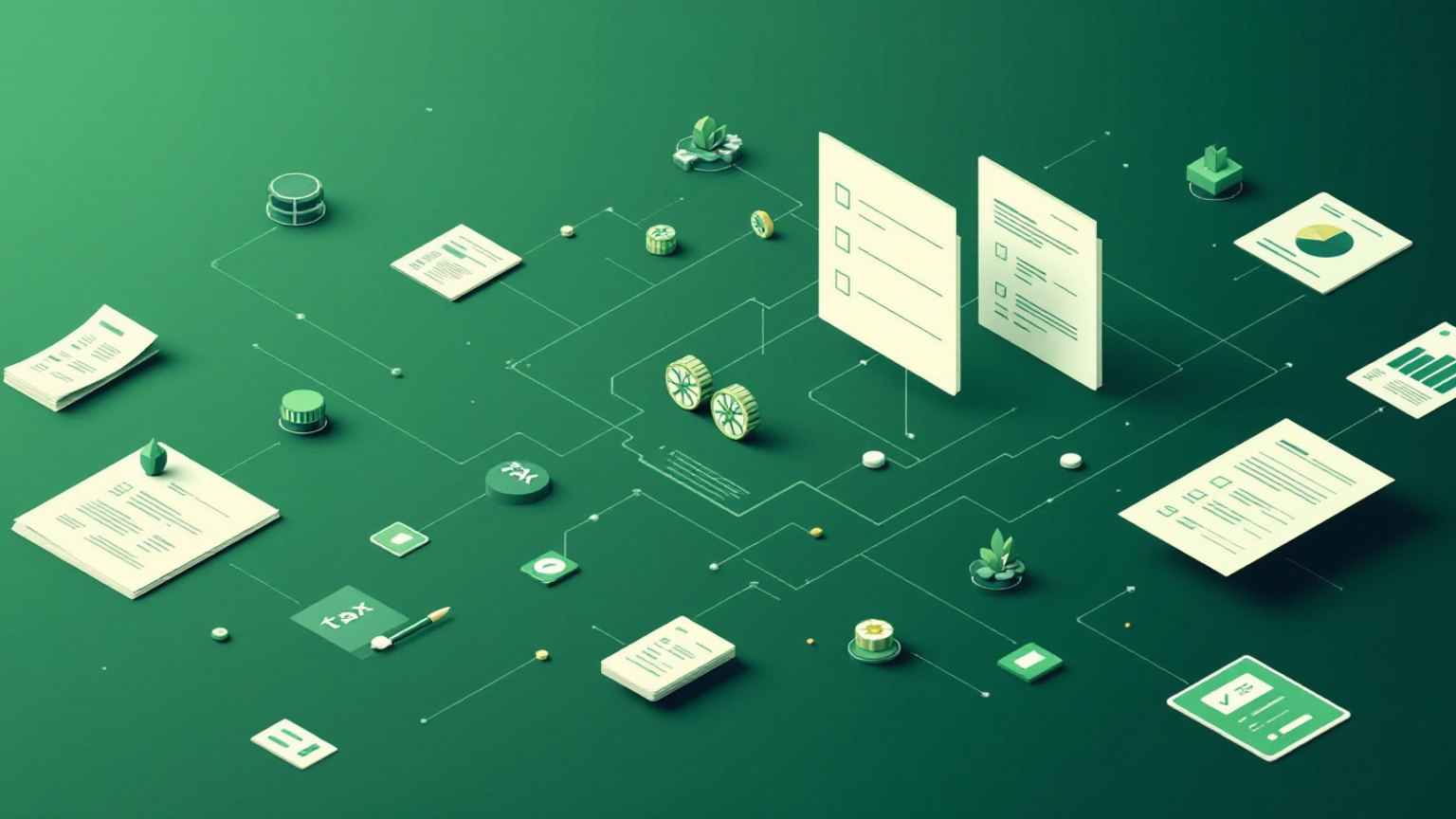 Abstract line illustration representing CPA Firm Cuts Tax Season Admin by 40%: An AI Automation Case Study