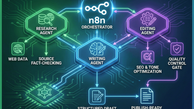 Abstract line illustration representing Build AI Multi-Agent System in n8n: Complete Tutorial