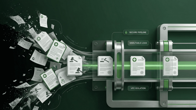 Abstract line illustration representing Secure AI Workflow Automation for Legal & Healthcare | Chronexa