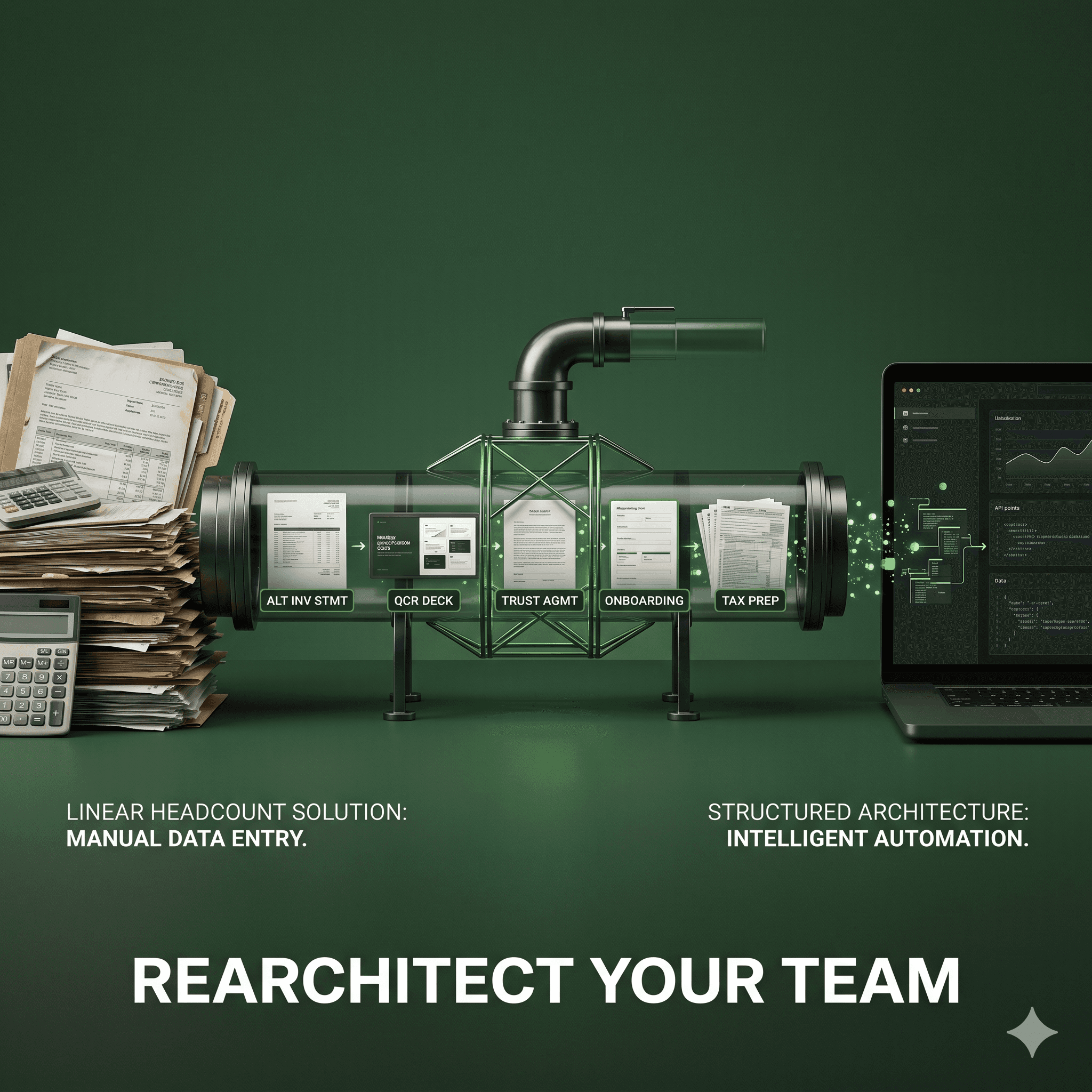 Abstract line illustration representing You're Not Understaffed: The $300k Hidden Cost of Manual RIA Operations