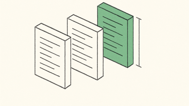 Line illustration of three differently sized quote cards being compared