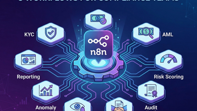 Abstract line illustration representing Fintech Automation with n8n: 8 Workflows for Compliance Teams