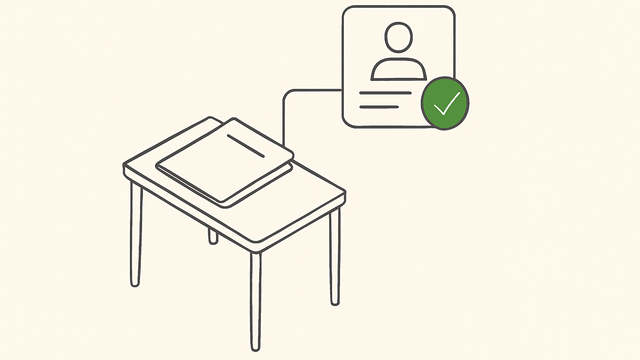Line illustration of a solo advisor desk connecting one client folder to a single CRM card