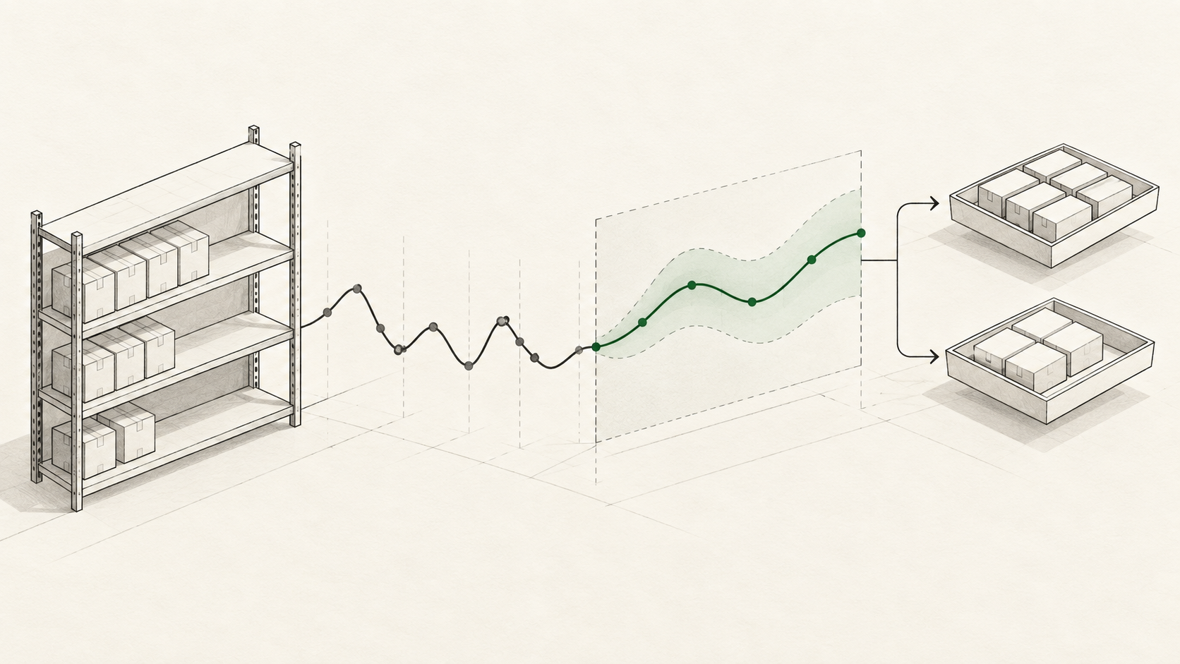 Abstract line illustration representing AI Demand Forecasting: Buy a Tool or Build Around Your Data?
