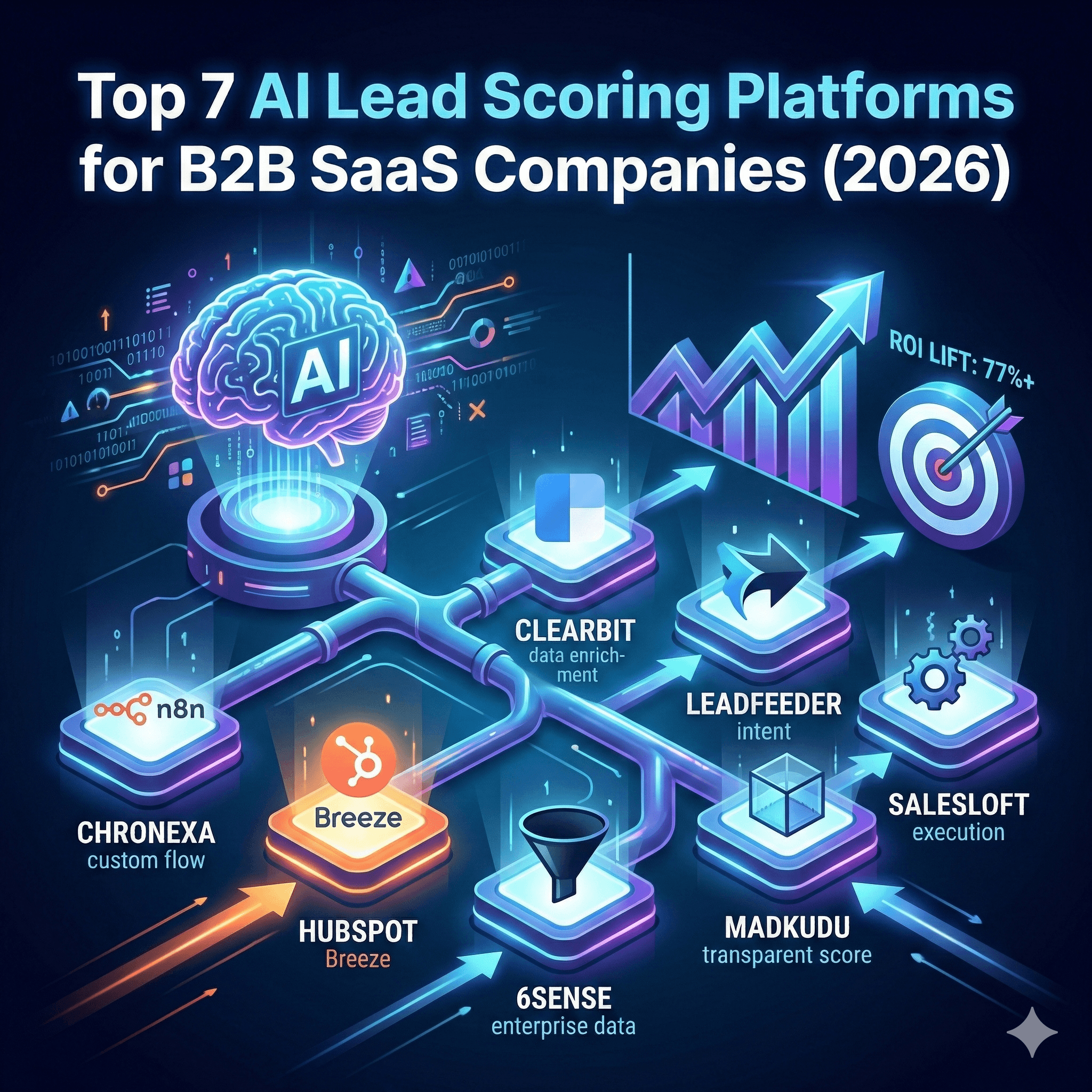 Abstract line illustration representing Top 7 AI Lead Scoring Platforms for B2B SaaS (2026 Guide)