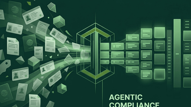 Abstract line illustration representing Reducing KYC & Compliance Processing Costs by 80% with Agentic AI