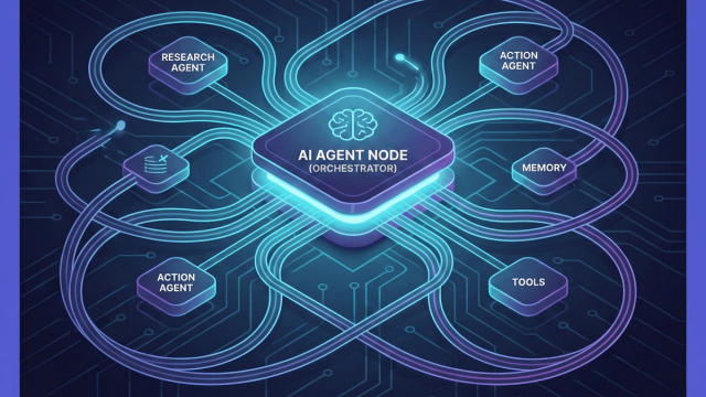 Abstract line illustration representing Building Advanced AI Agents with n8n: The 2026 Technical Guide