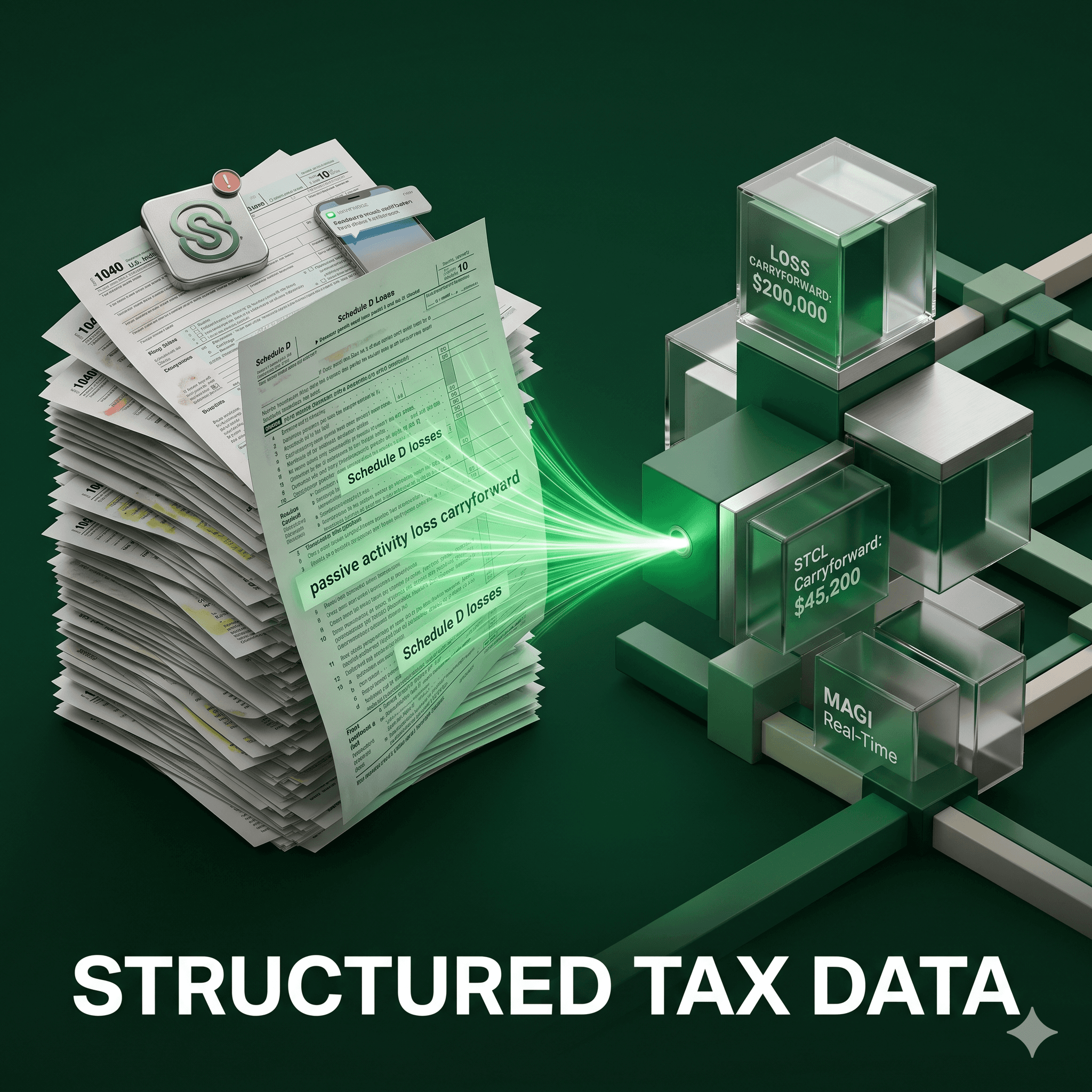 Abstract line illustration representing Stop Chasing CPAs: How AI Automates Tax-Aware Planning for RIAs
