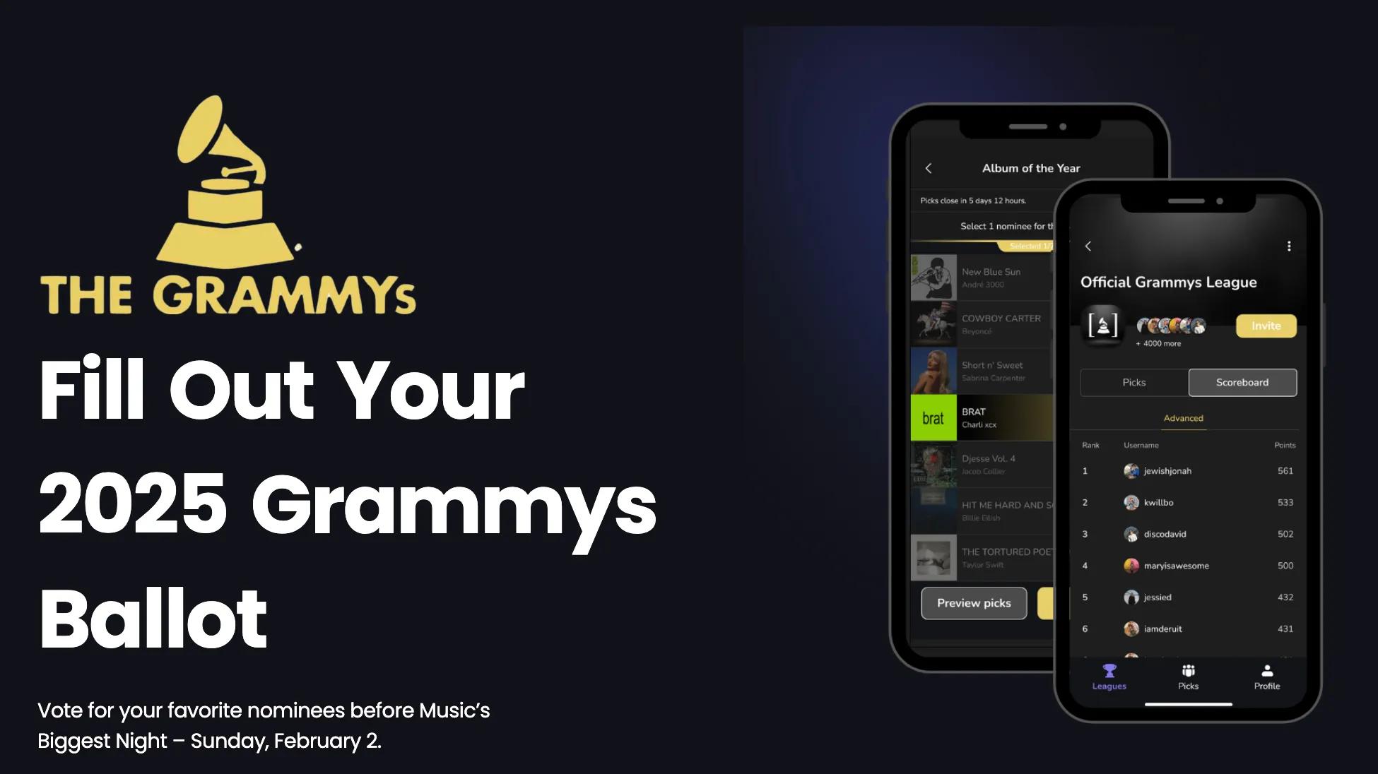 The Best Printable Ballot Alternative for the 2025 Grammy Awards