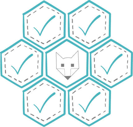 Fox surrounded by checkmarked Hexagons
