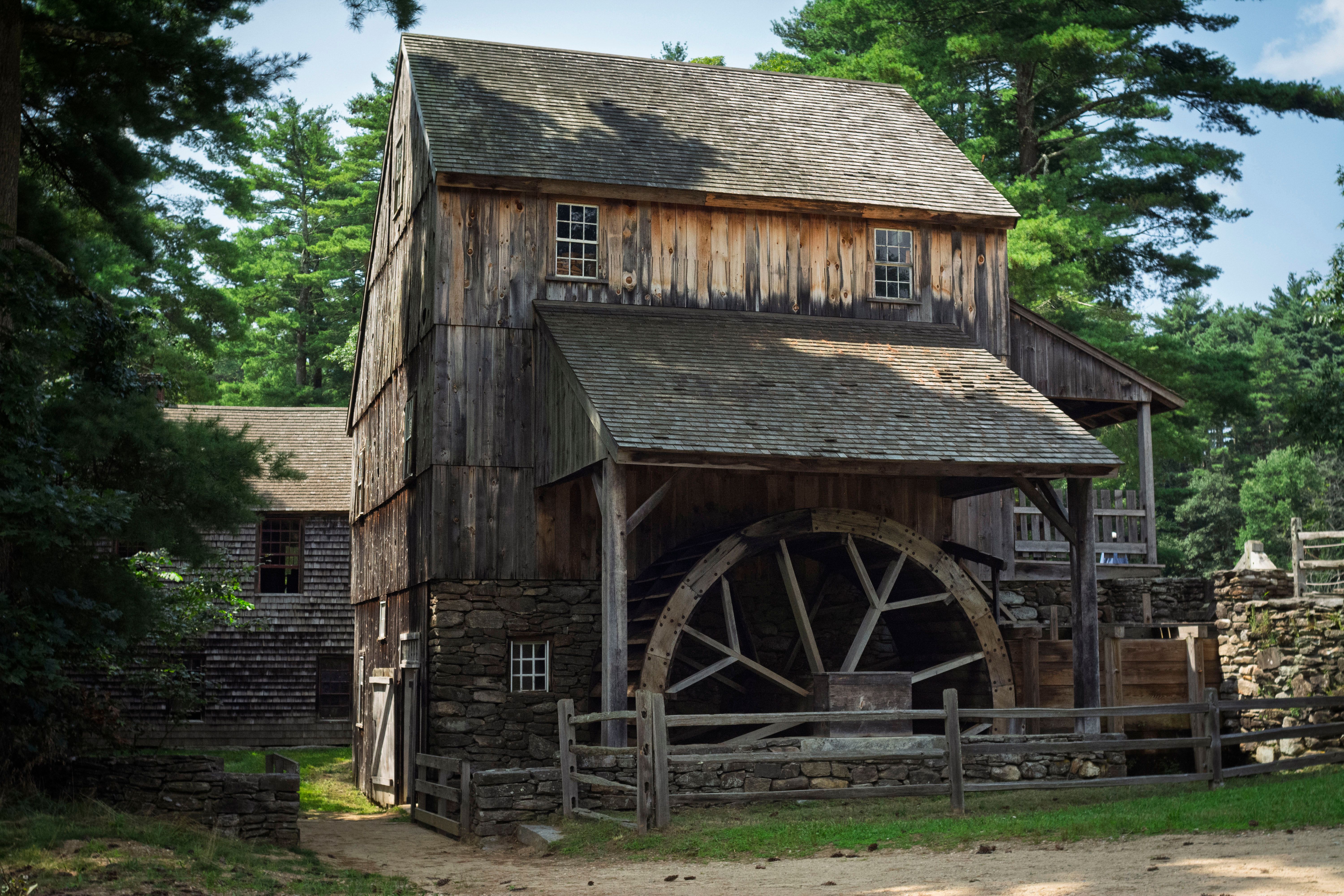 The working gristmill at Old Sturbridge Village.
