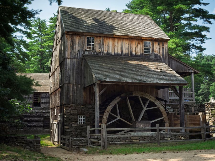 The working gristmill at Old Sturbridge Village.