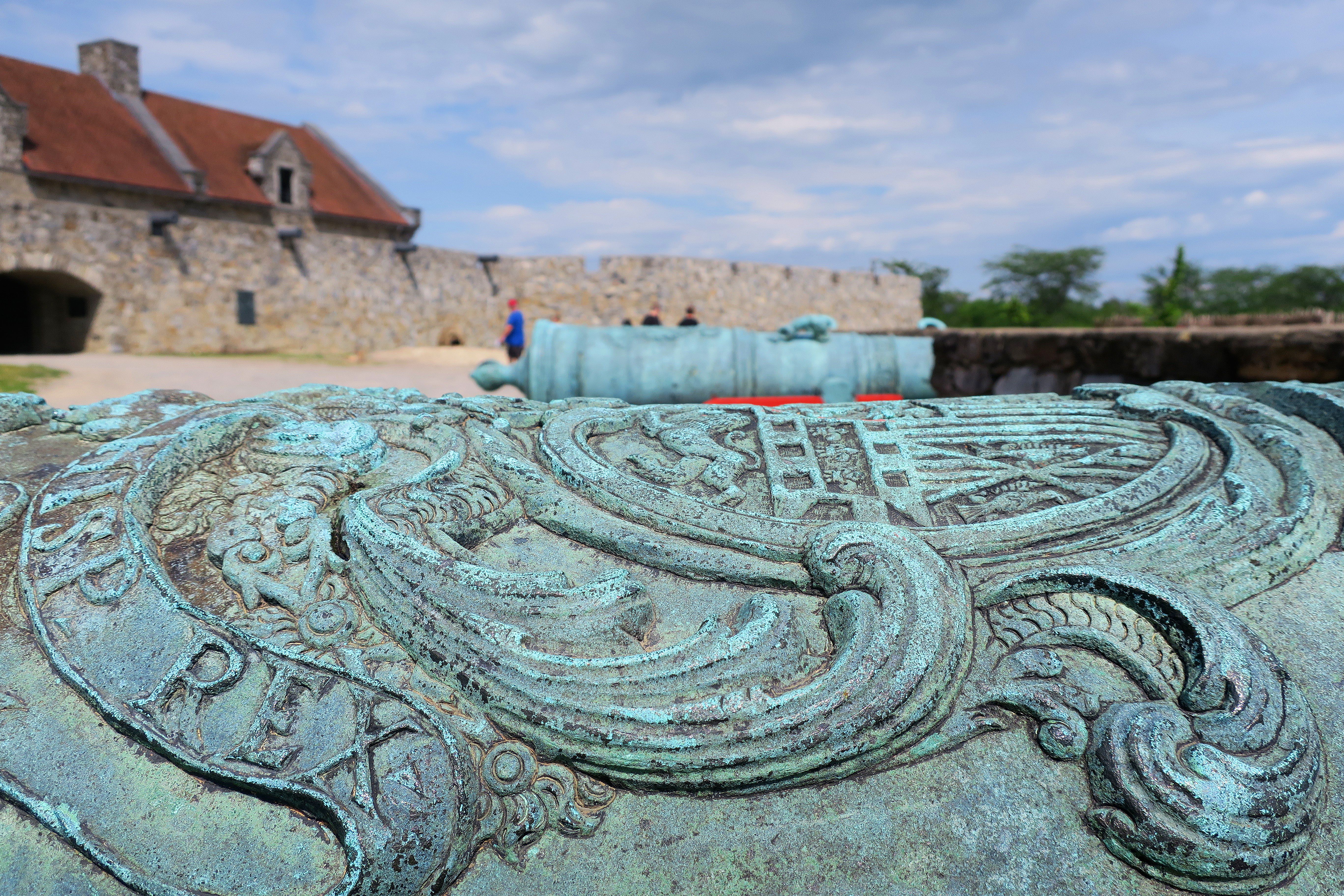Restored cannons lining the ramparts of Fort Ticonderoga.
