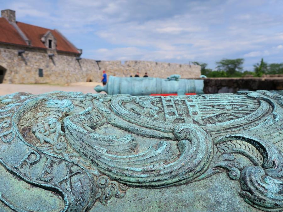 Restored cannons lining the ramparts of Fort Ticonderoga.