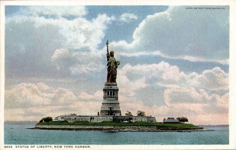 Historic view of the Statue of Liberty on Bedloe's Island.