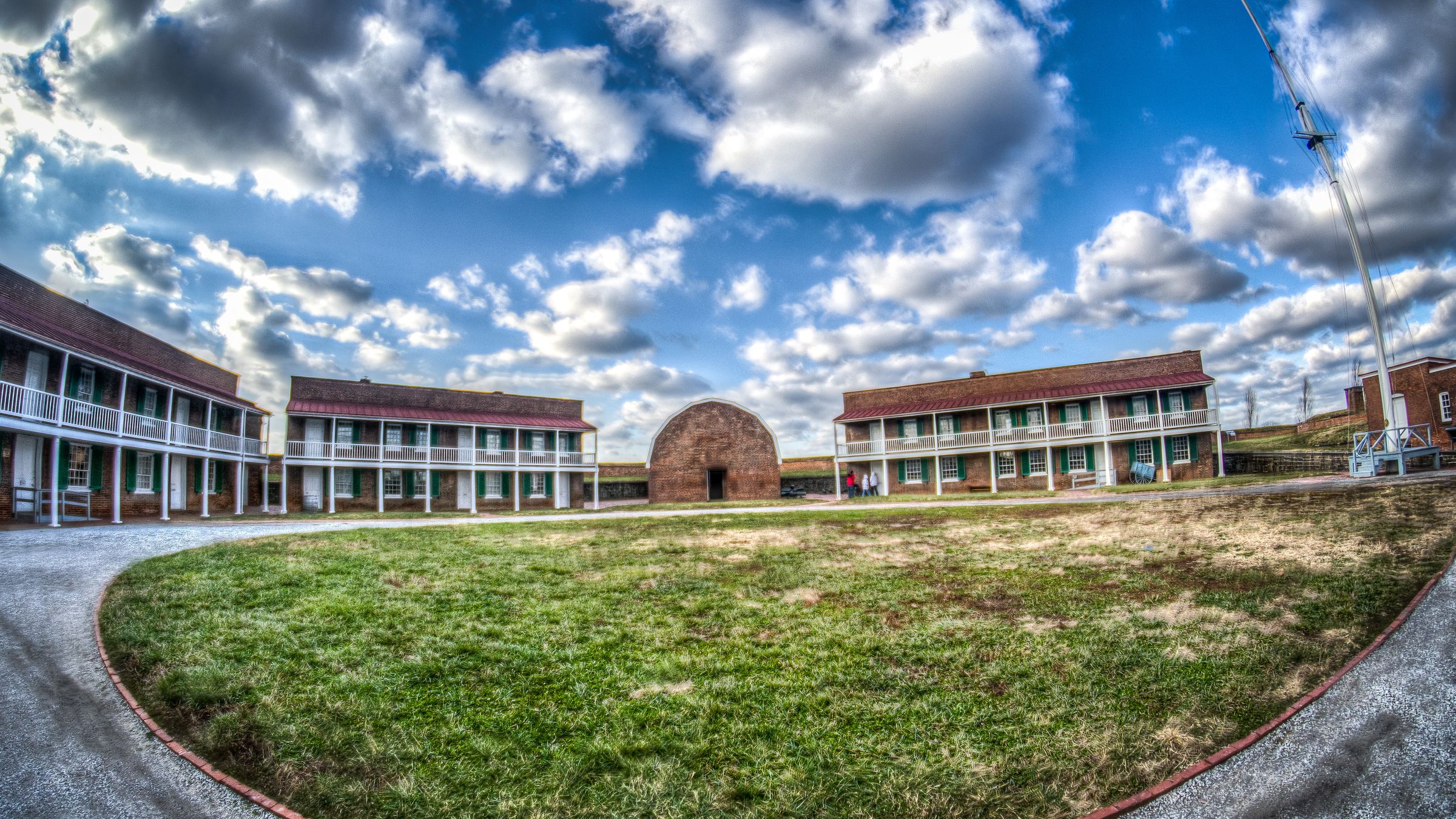 The star-shaped Fort McHenry guarding Baltimore Harbor.