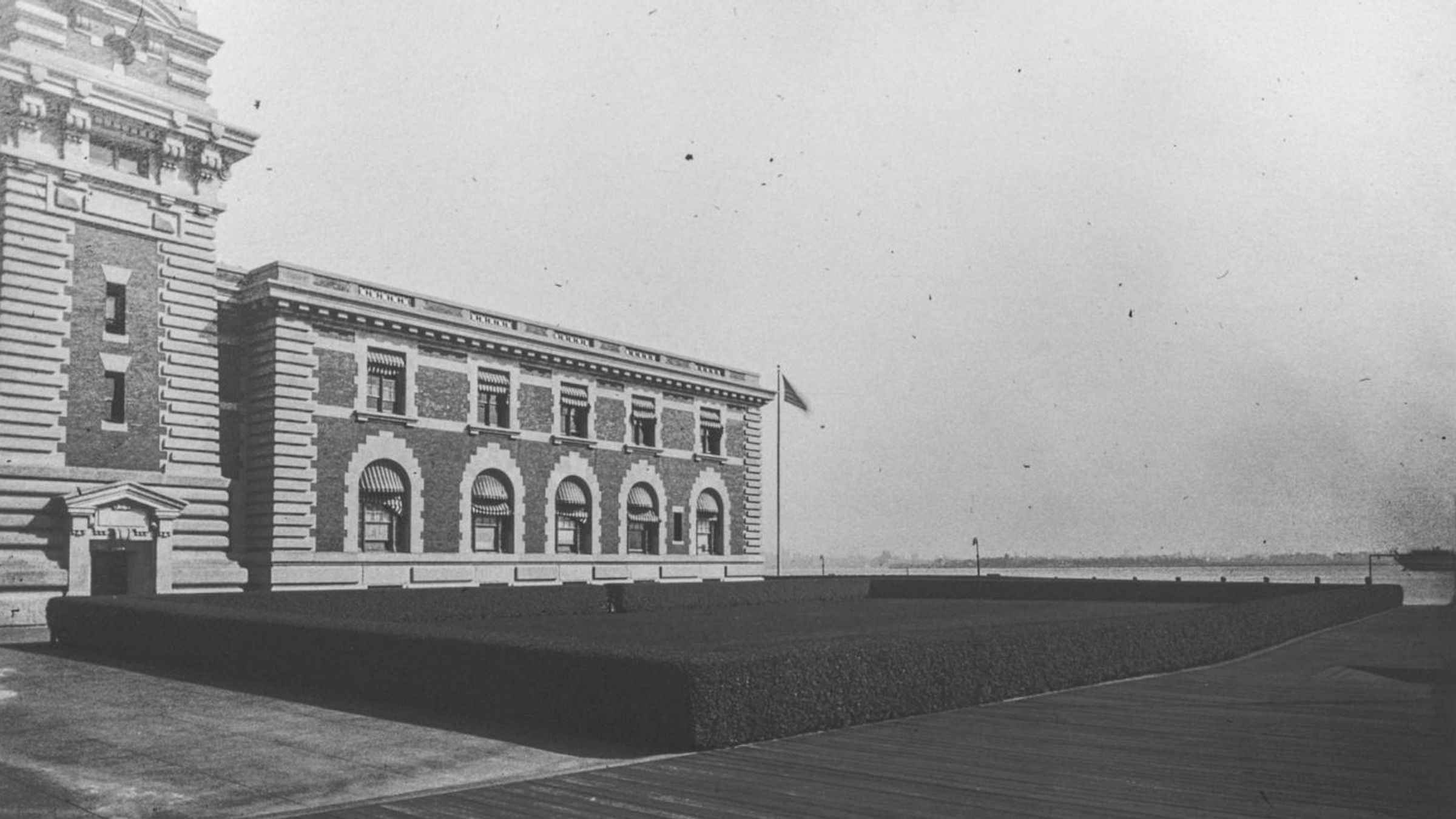 The Ellis Island immigration station in New York Harbor.