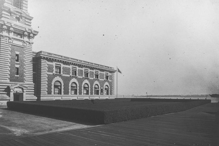 The Ellis Island immigration station in New York Harbor.