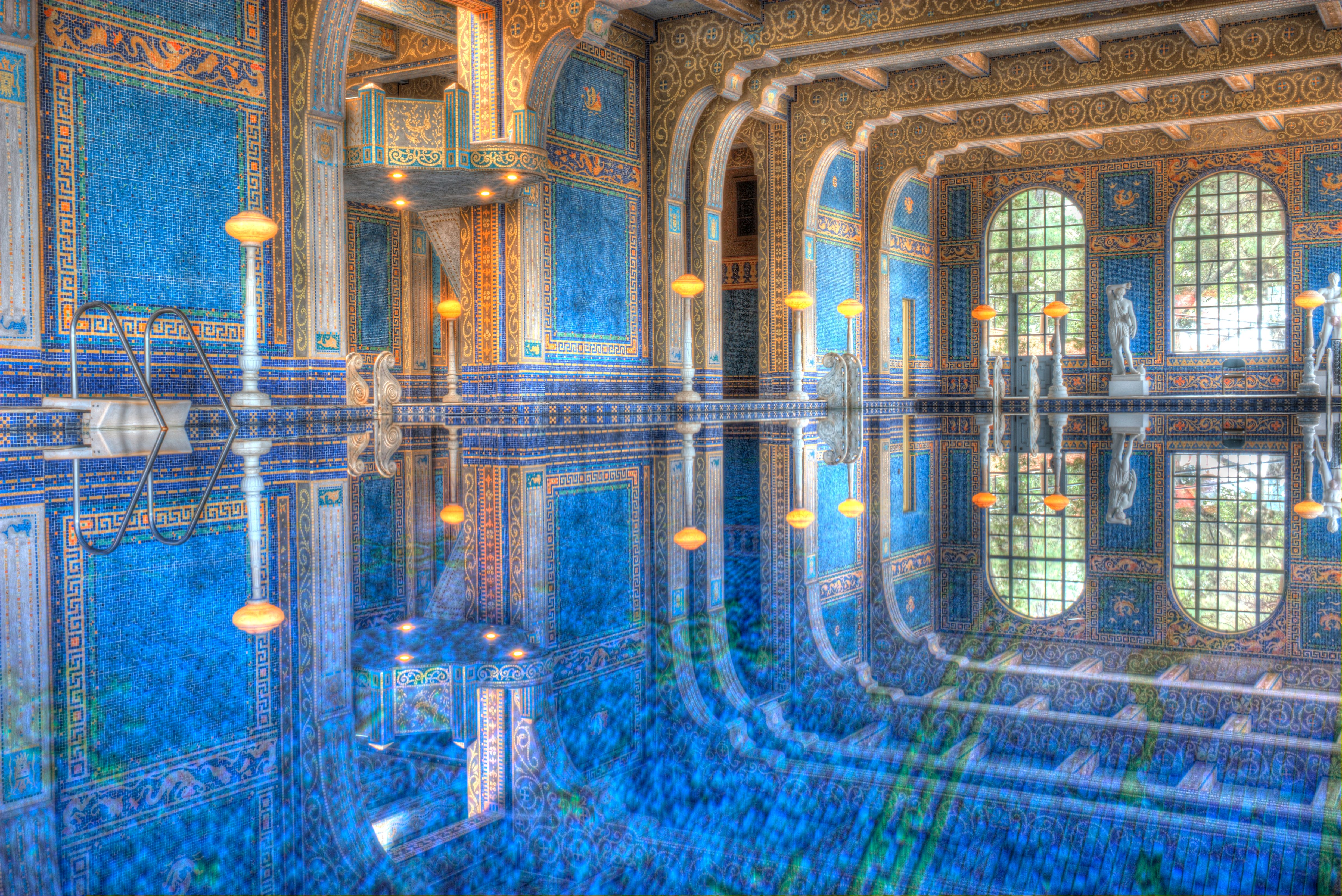 The indoor, gold-tiled Roman Pool at Hearst Castle.