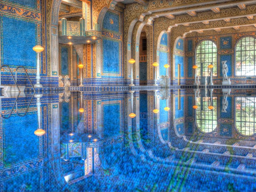 The indoor, gold-tiled Roman Pool at Hearst Castle.