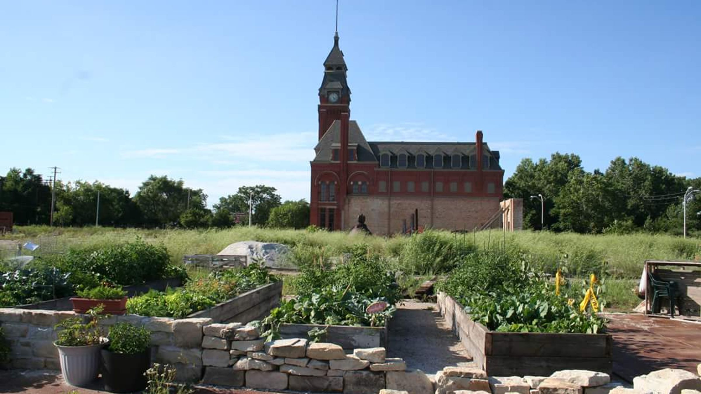 Historic row houses in the Pullman National Monument district in Chicago.