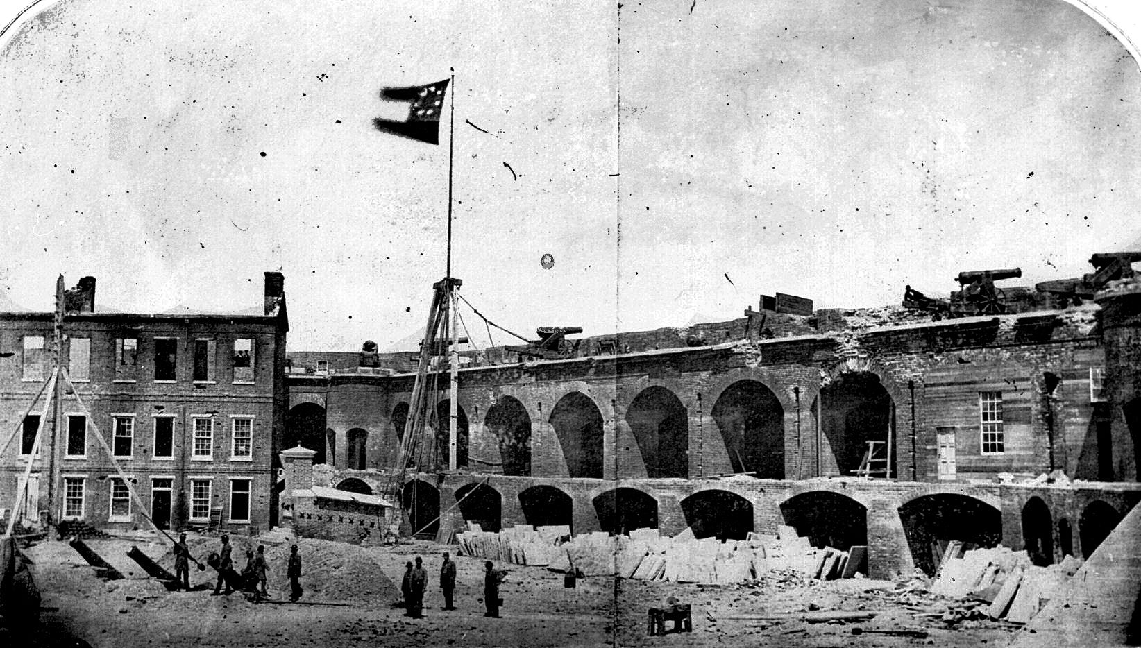 The interior of Fort Sumter after its surrender in April 1861.