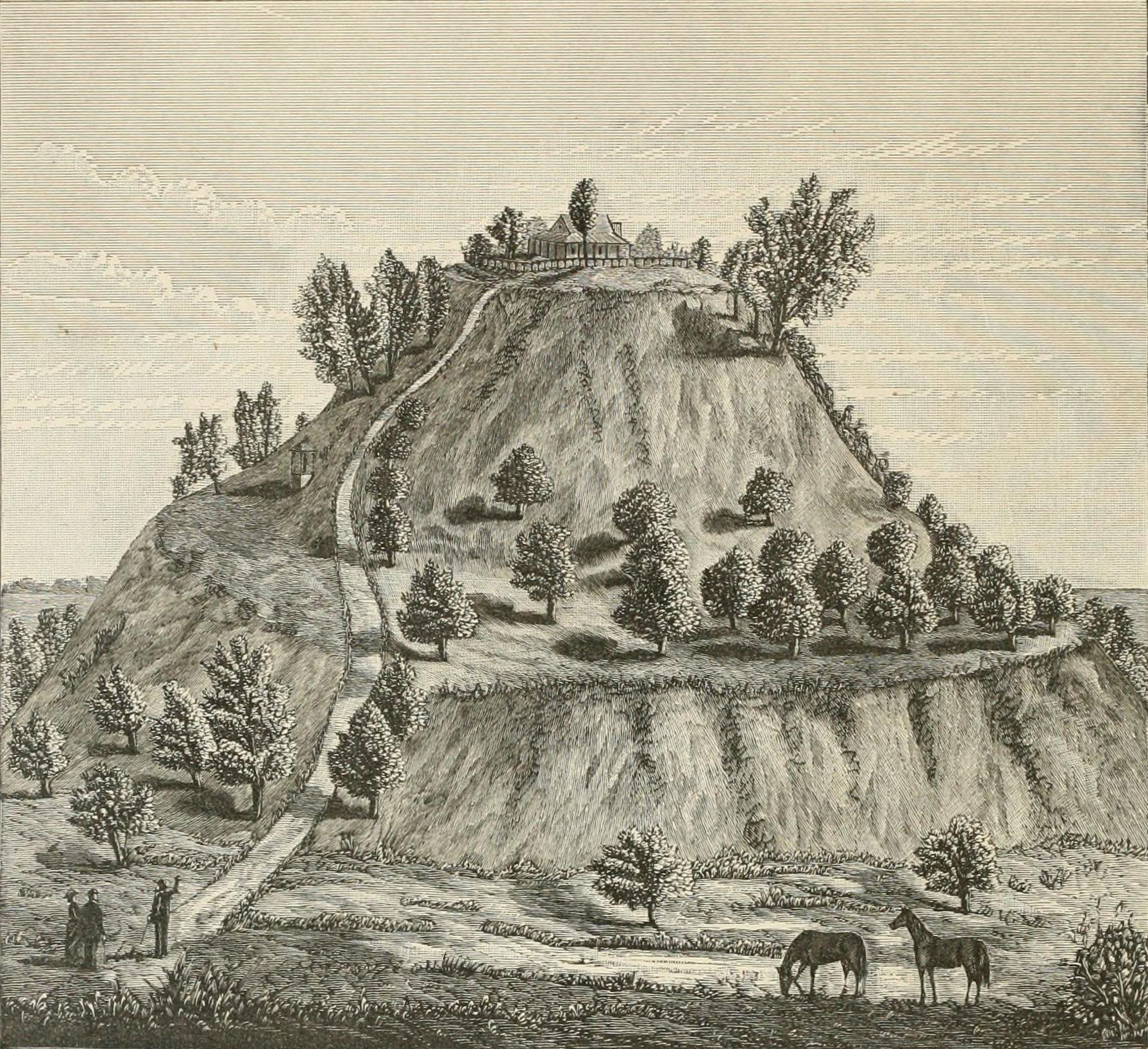 An 1887 illustration of Monks Mound at Cahokia.