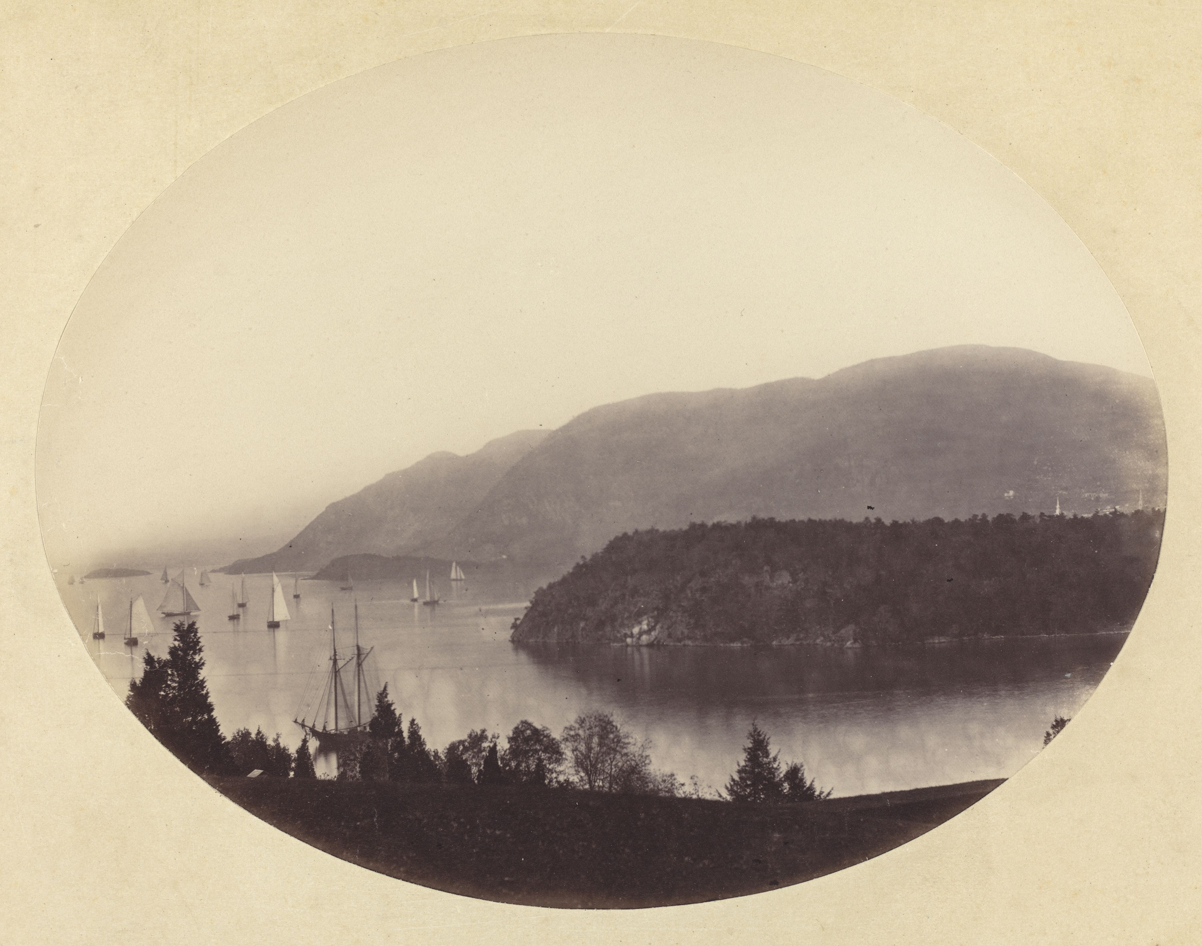 An 1867-68 photograph of the Hudson River view from Trophy Point.