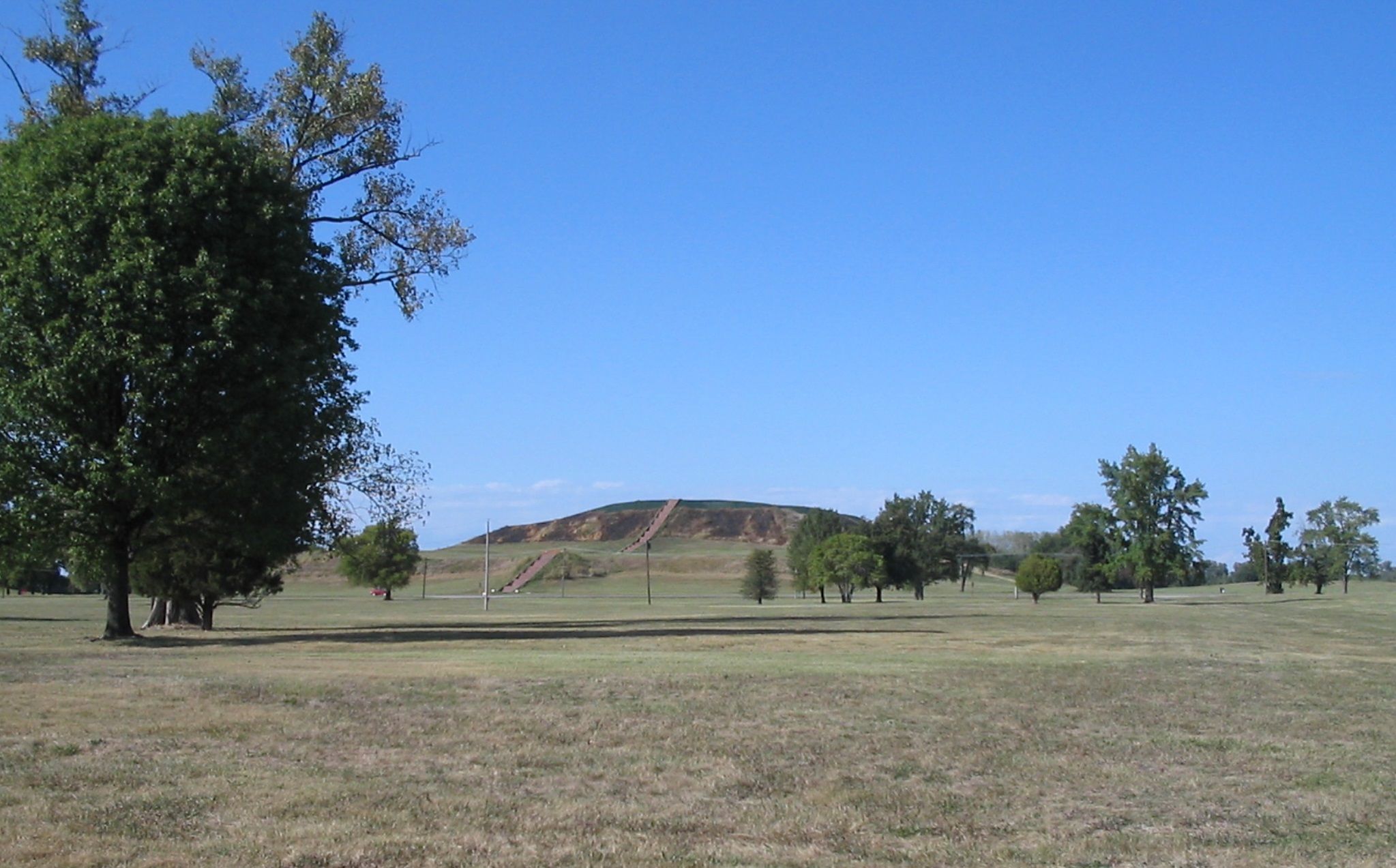 Monks Mound, the largest earthwork in the Americas, at Cahokia.