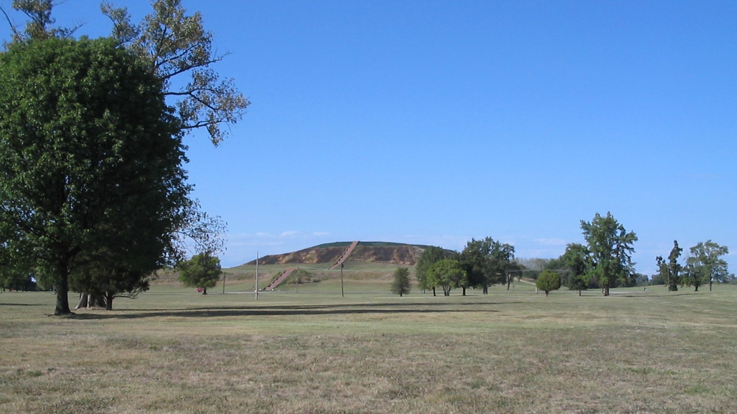 Monks Mound, the largest earthwork in the Americas, at Cahokia.