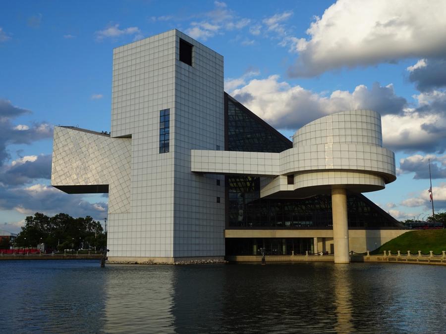 A view of the Rock and Roll Hall of Fame and Museum in Cleveland.