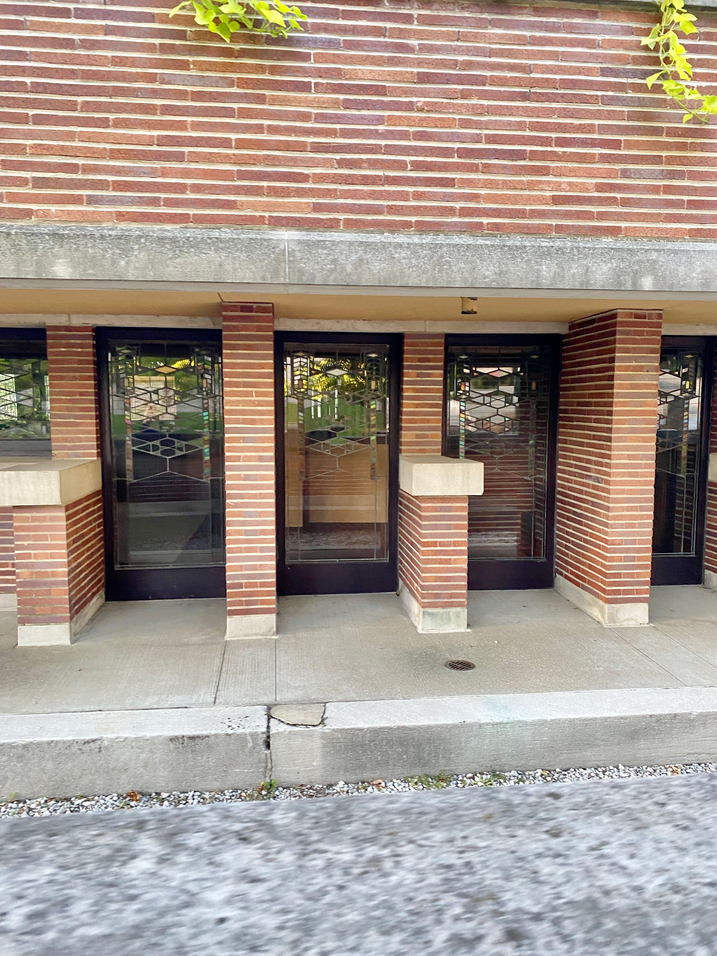 The art-glass windows designed by Frank Lloyd Wright for Robie House.