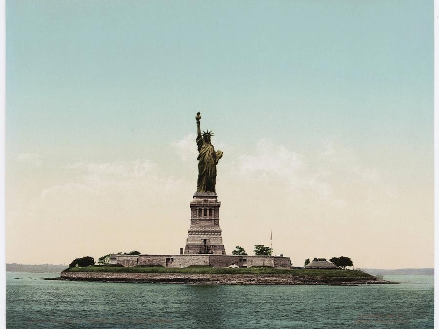The Statue of Liberty photographed by the Detroit Photographic Company, c. 1905.