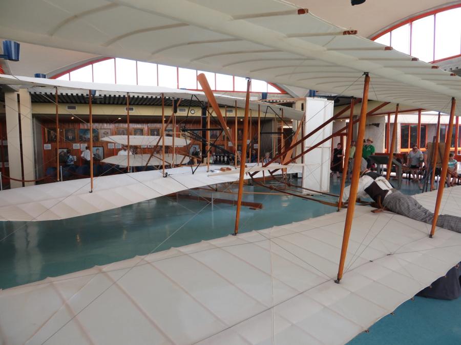 A full-scale replica of the 1903 Wright Flyer at the visitor center.