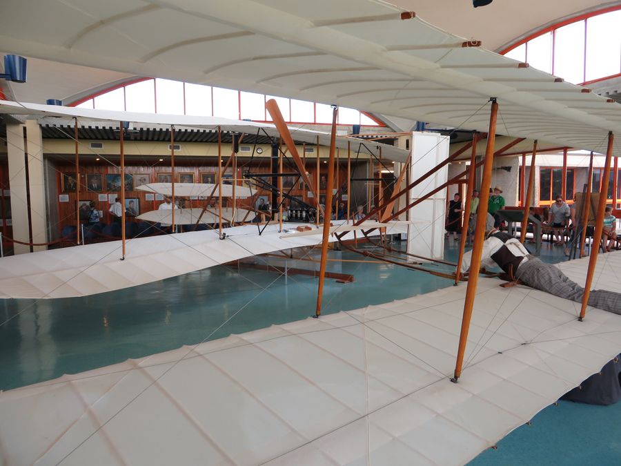 A full-scale replica of the 1903 Wright Flyer at the visitor center.