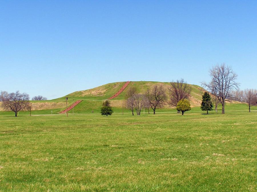 A view across the grounds of Cahokia Mounds.