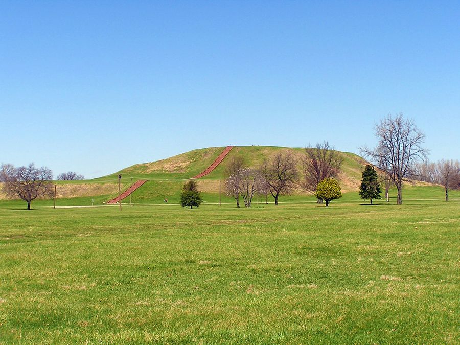 A view across the grounds of Cahokia Mounds.