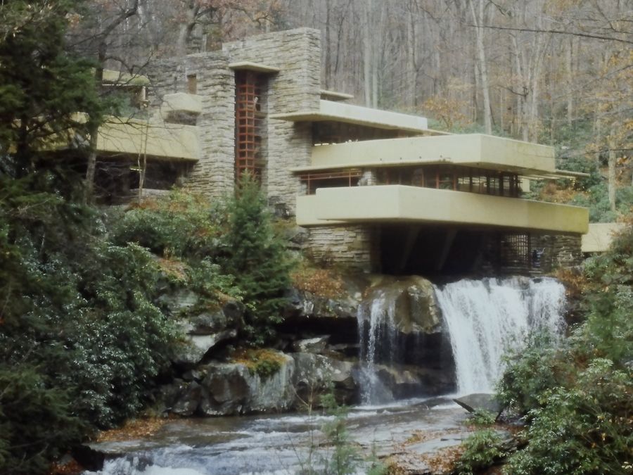Fallingwater set among the trees of the Laurel Highlands.