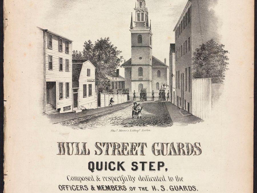 A historic view of Old North Church in Boston.