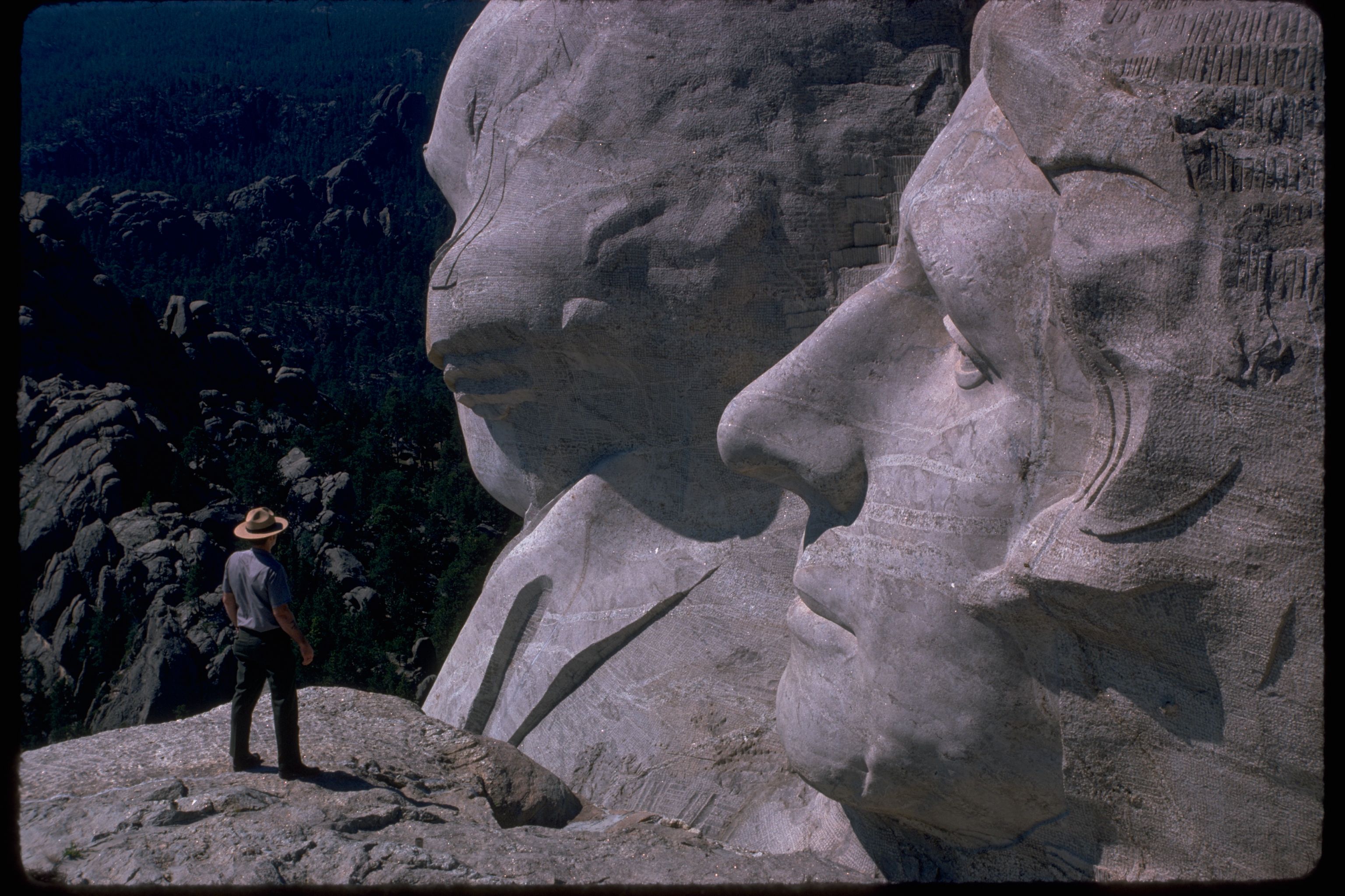 Mount Rushmore National Memorial under construction or in an earlier era.