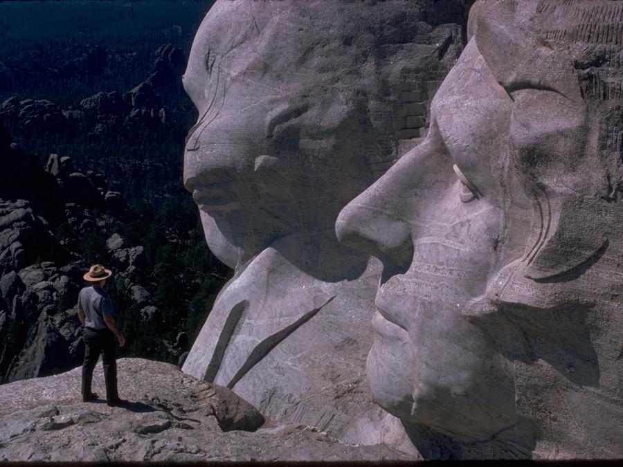 Mount Rushmore National Memorial under construction or in an earlier era.