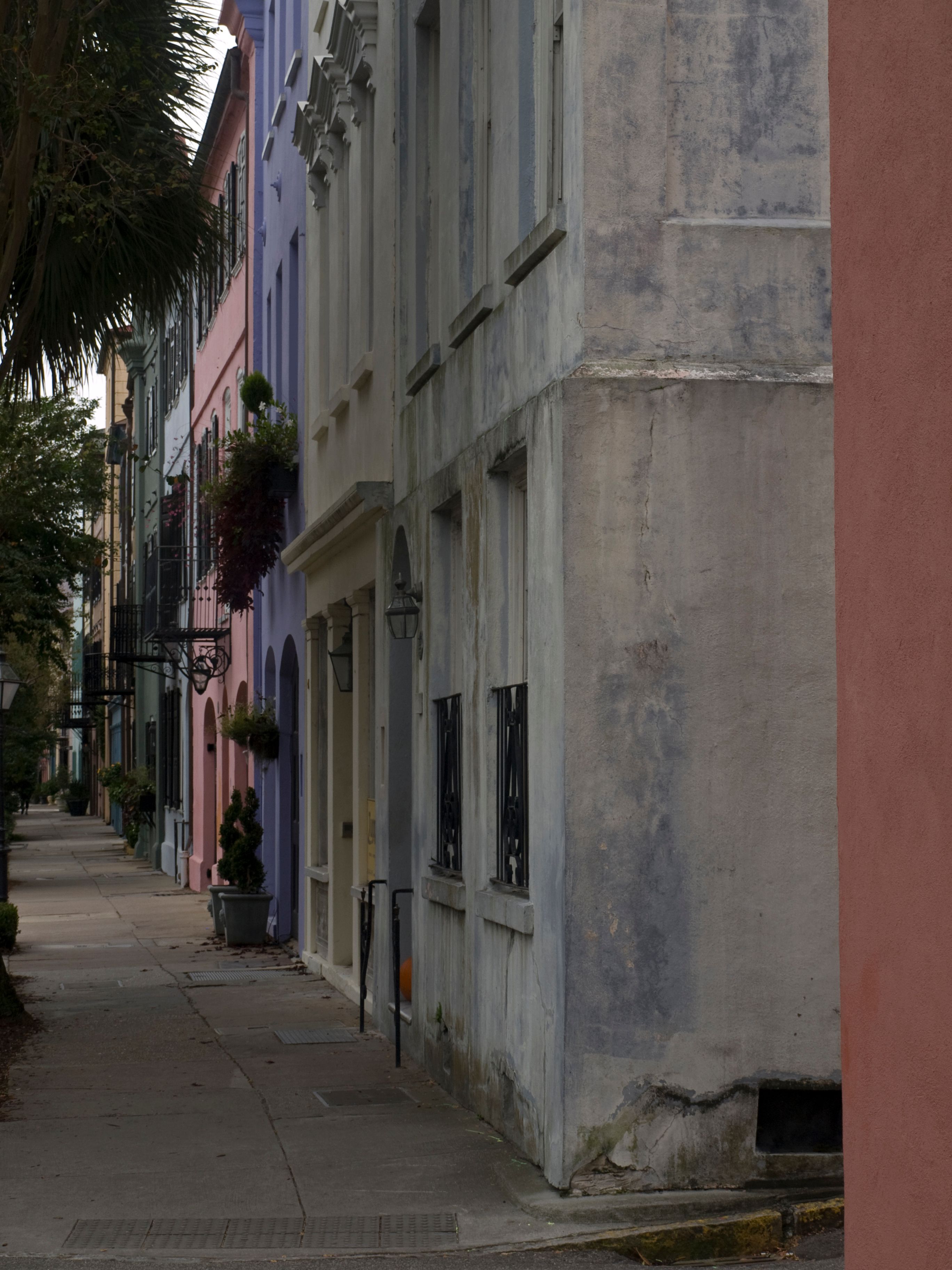 A view down Rainbow Row from its northern end.