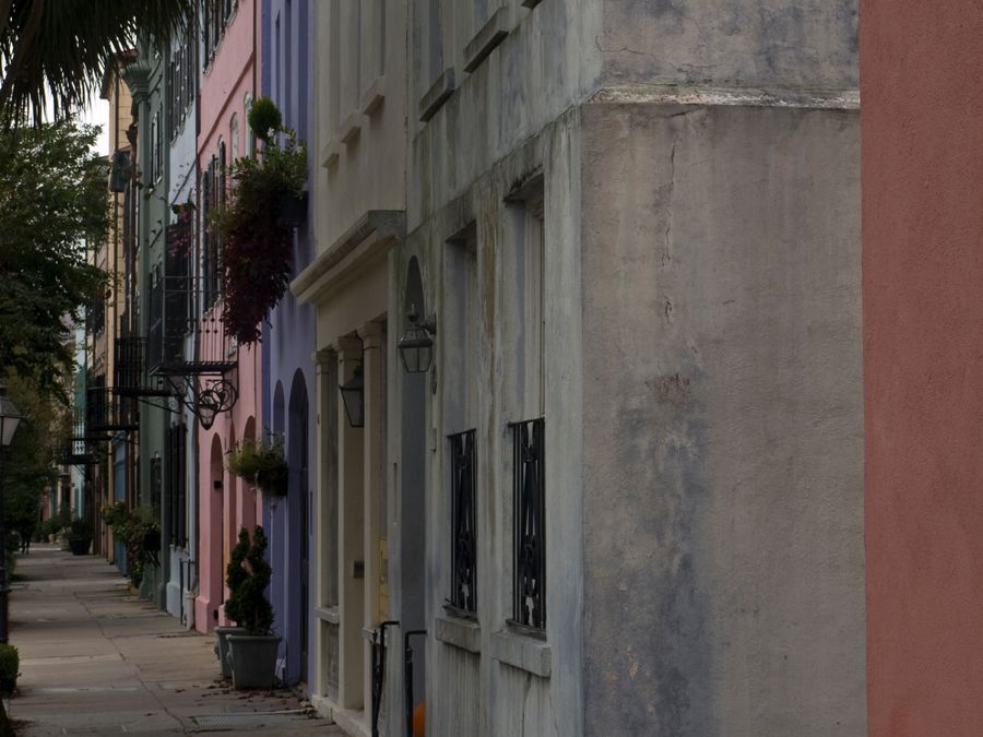 A view down Rainbow Row from its northern end.