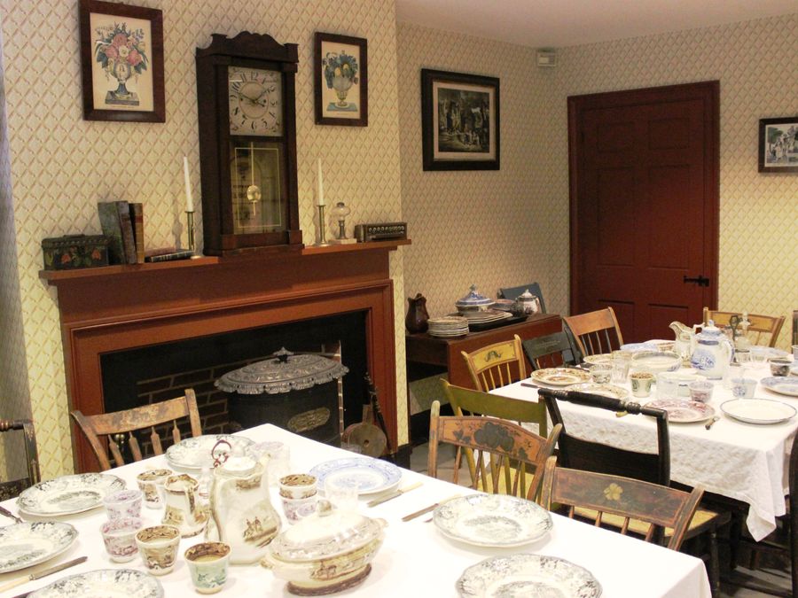 A restored 19th-century boardinghouse room at the Mill Girls and Immigrants exhibit.
