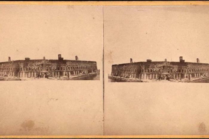Fort Sumter in Charleston Harbor, photographed in 1861.