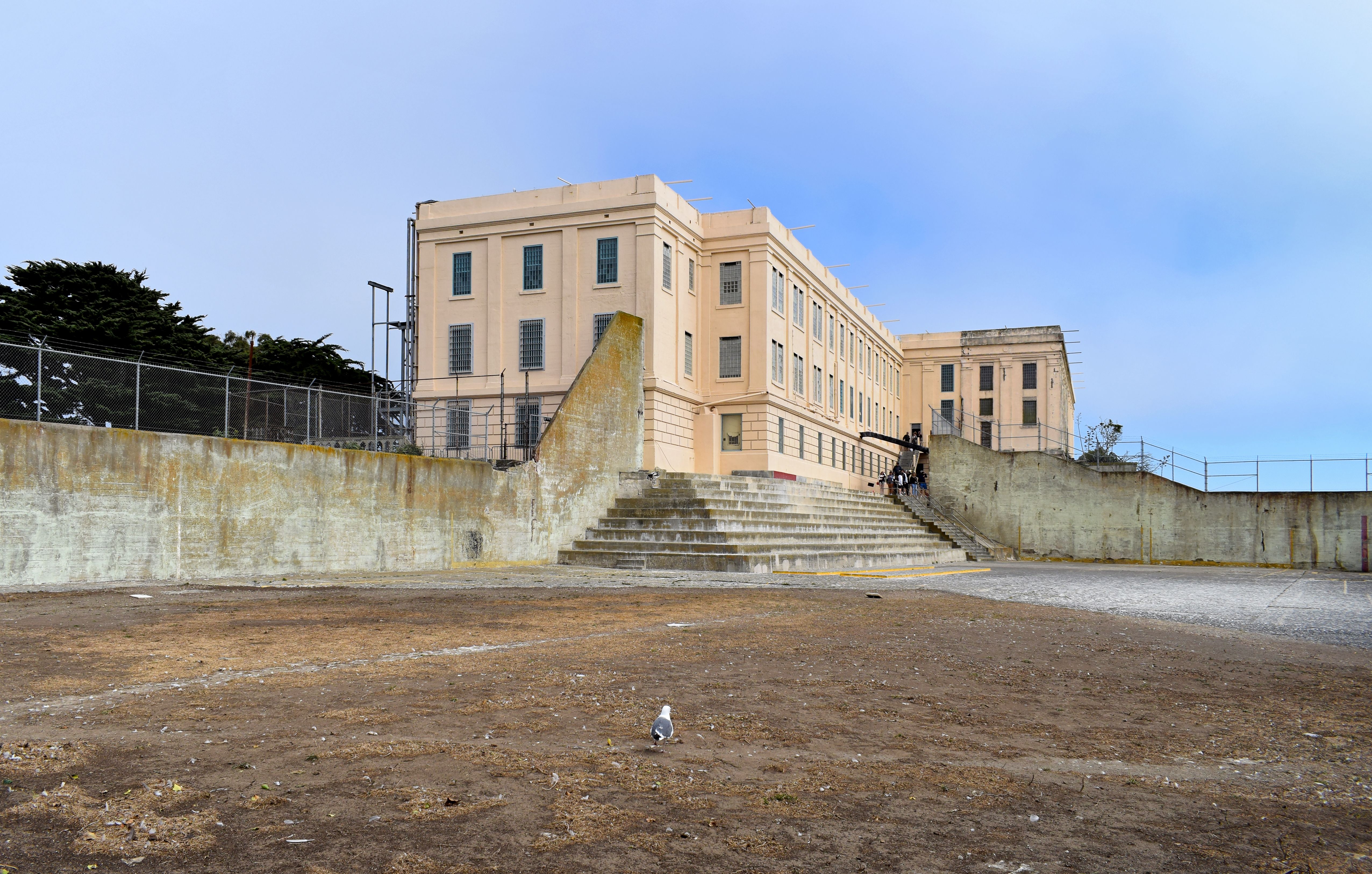 The recreation yard at Alcatraz Island federal penitentiary.