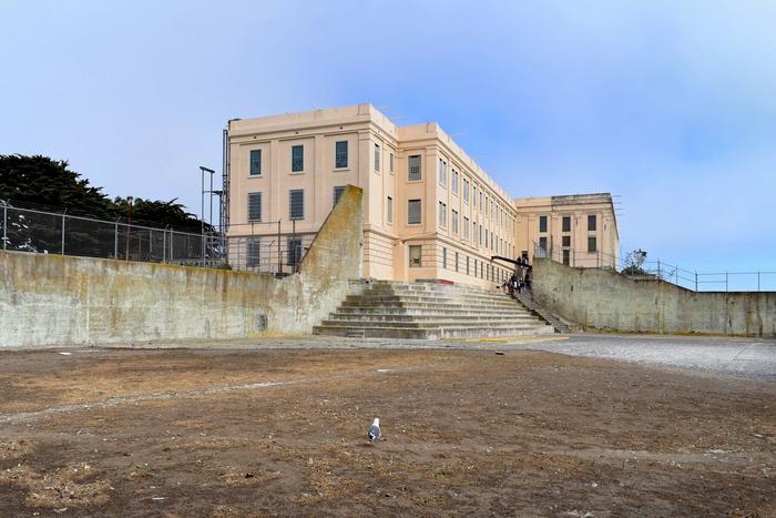 The recreation yard at Alcatraz Island federal penitentiary.