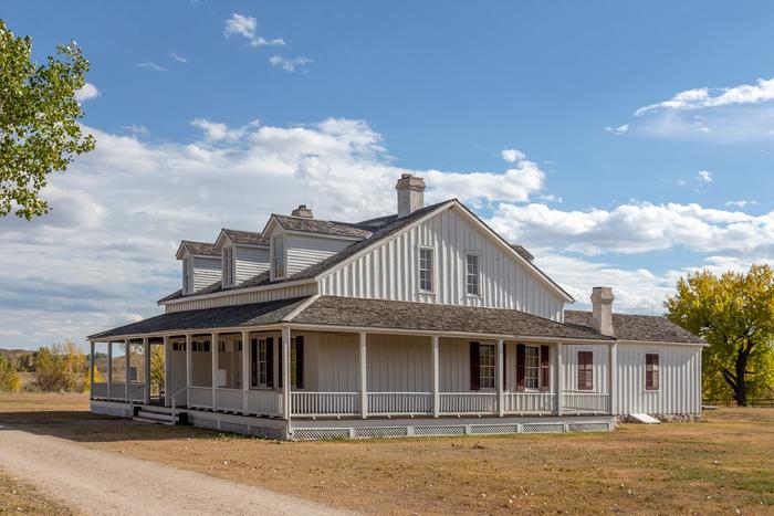 Restored buildings at Fort Laramie National Historic Site on the plains of Wyoming.