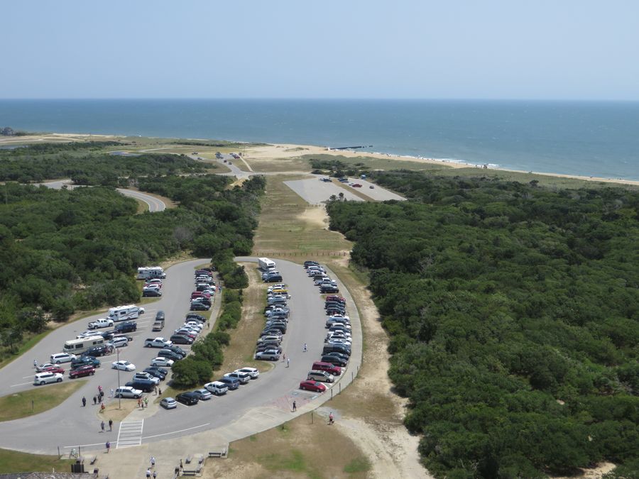The marked path showing the route of the lighthouse's 1999 relocation.
